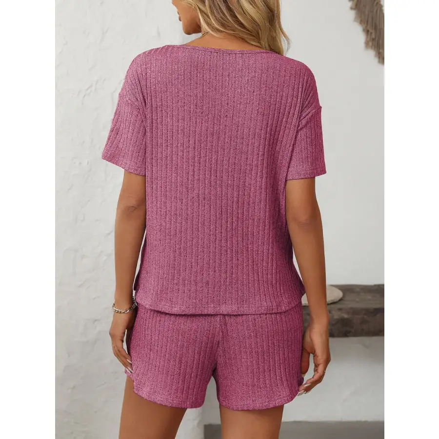 Mandy V Neck Short Sleeve Top and Shorts Set