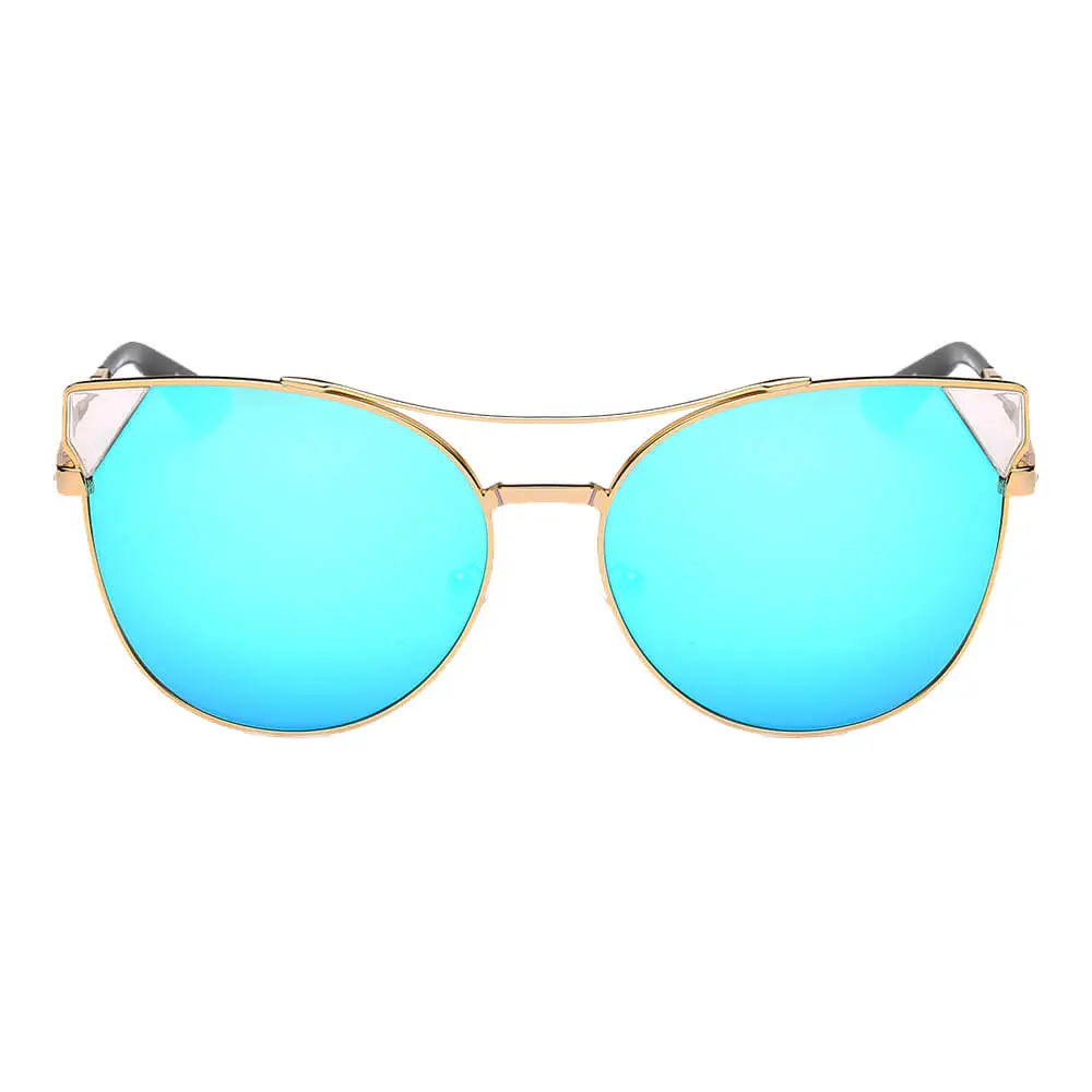 Round Cat-Eye Mirrored Sunglasses