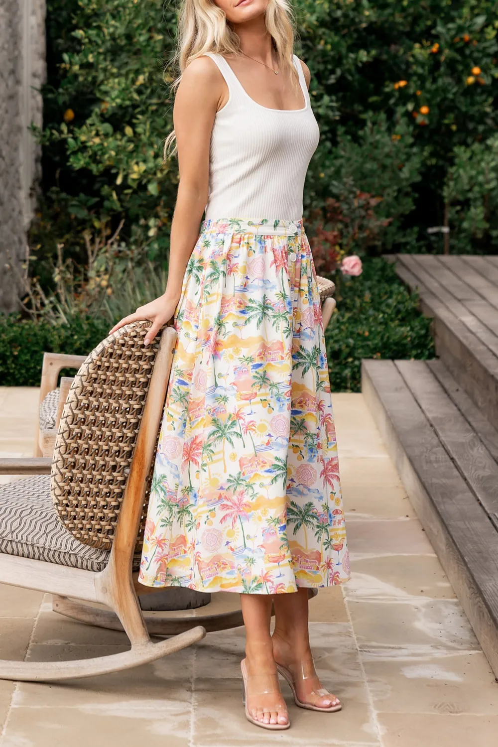 Gentle Temperament High-Waisted Floral Skirt