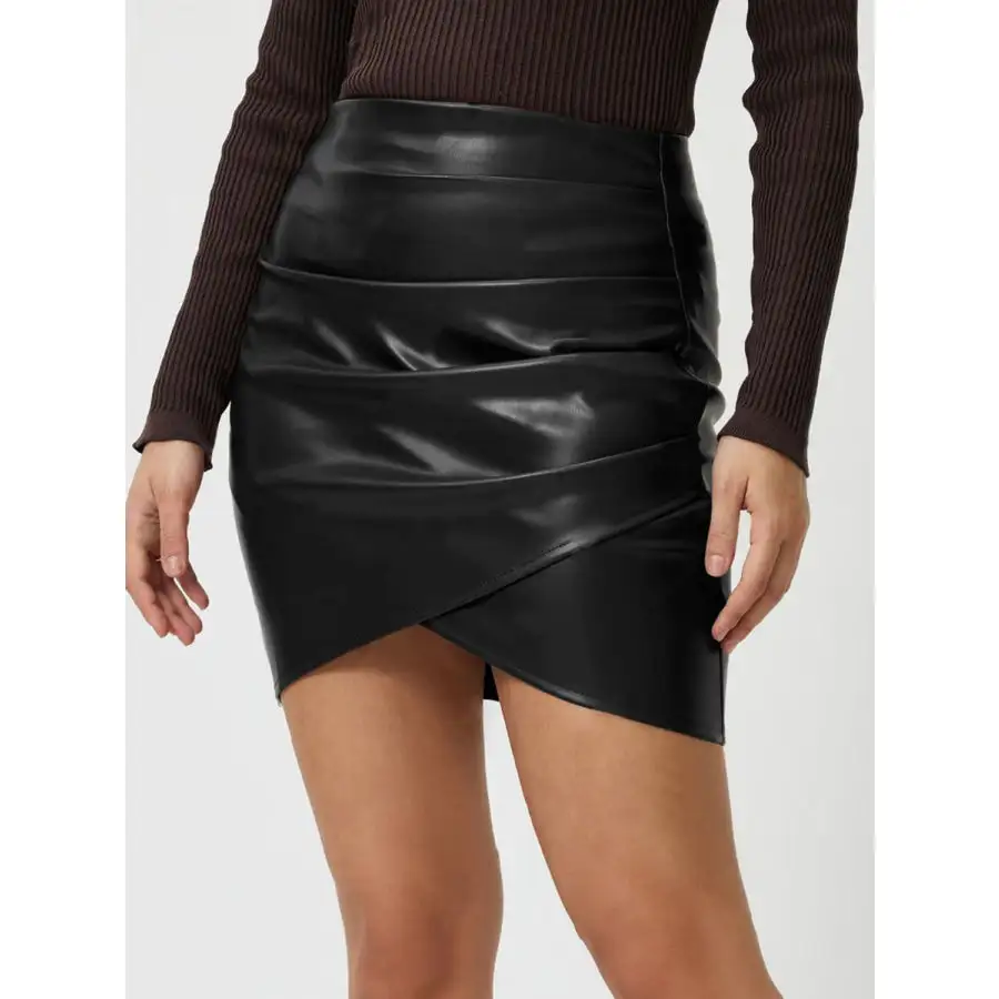 Ruched Asymmetrical Hem Skirt