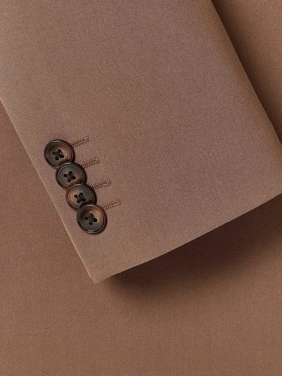 Terracotta Tailored-Fit Double-Breasted Suit Blazer