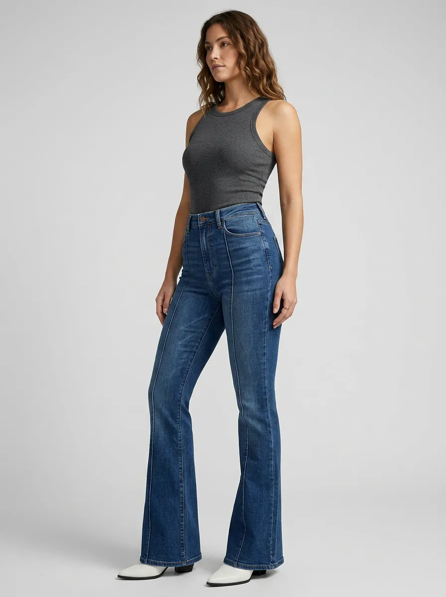 Easy-Wear High-Waist Women's High-Waist Stretch Flare Jeans