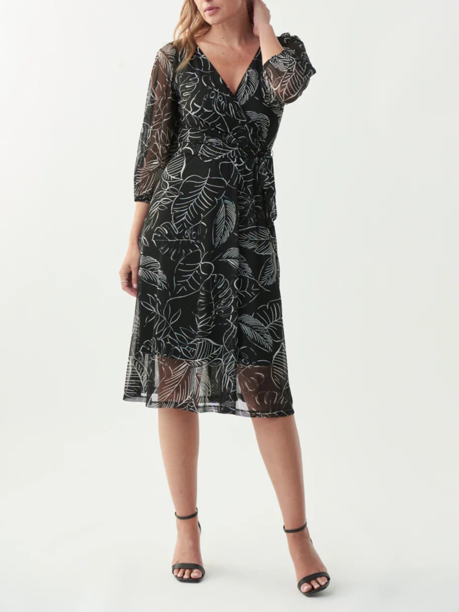 Black Sheer - Sleeve Floral Dress