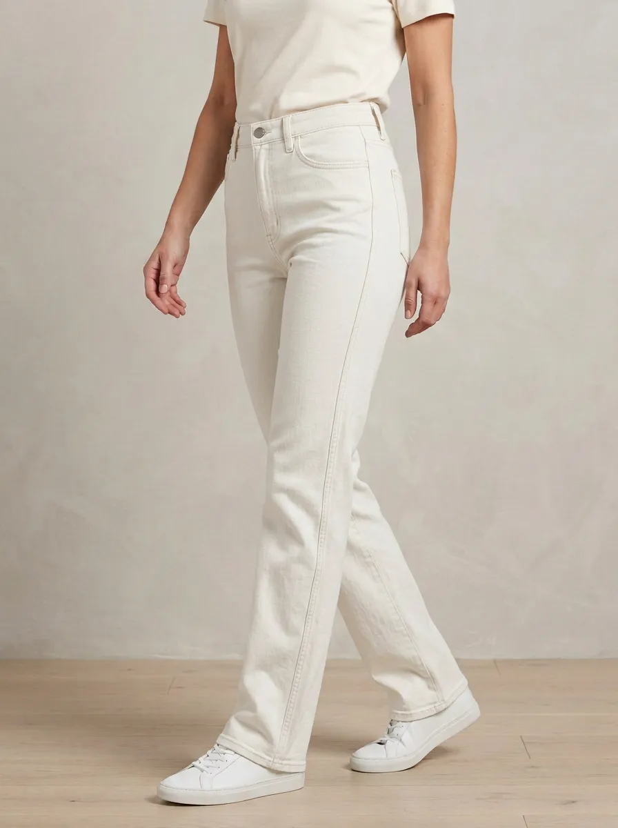 Clean-Line High-Rise Straight-Leg Washed Denim Jeans