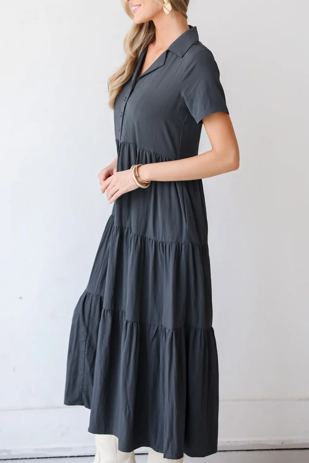 Charcoal Tiered Maxi Dress