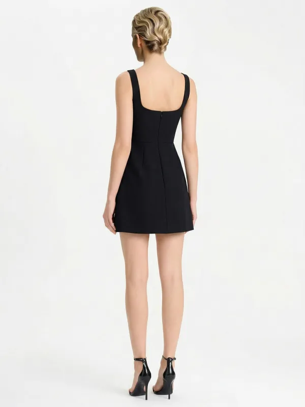 Floral Applique Sleeveless Elegant Mini Dress