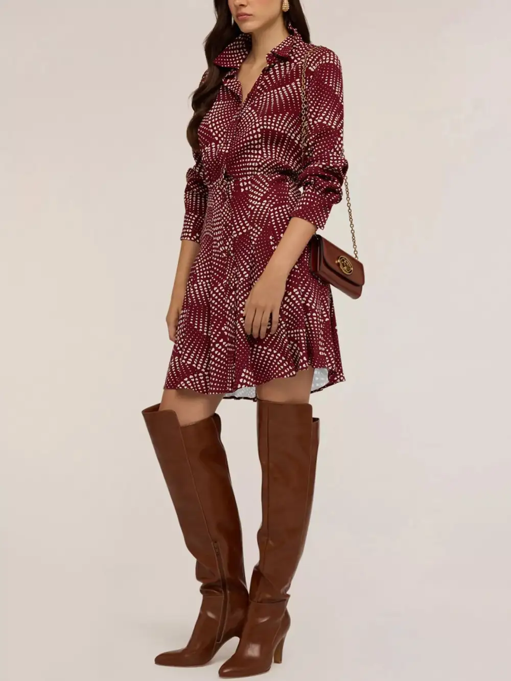 Printed Long Sleeve Mini Dress