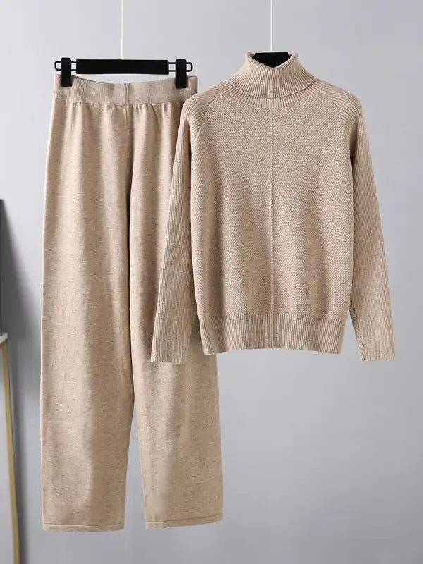 Long Sleeve Relaxed Mock Neck Sweater And Pants Set
