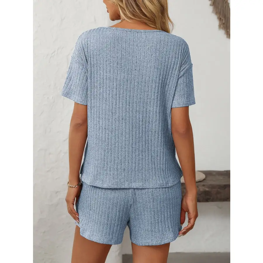 Mandy V Neck Short Sleeve Top and Shorts Set