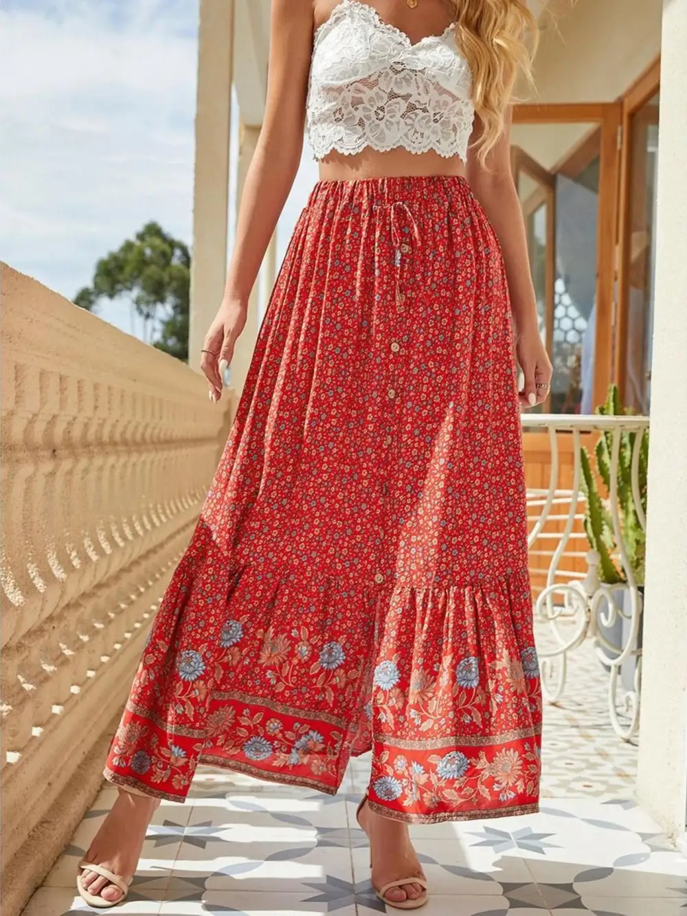 Print Slit Skirt