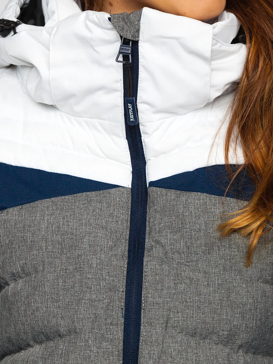 White women's winter jacket with hood