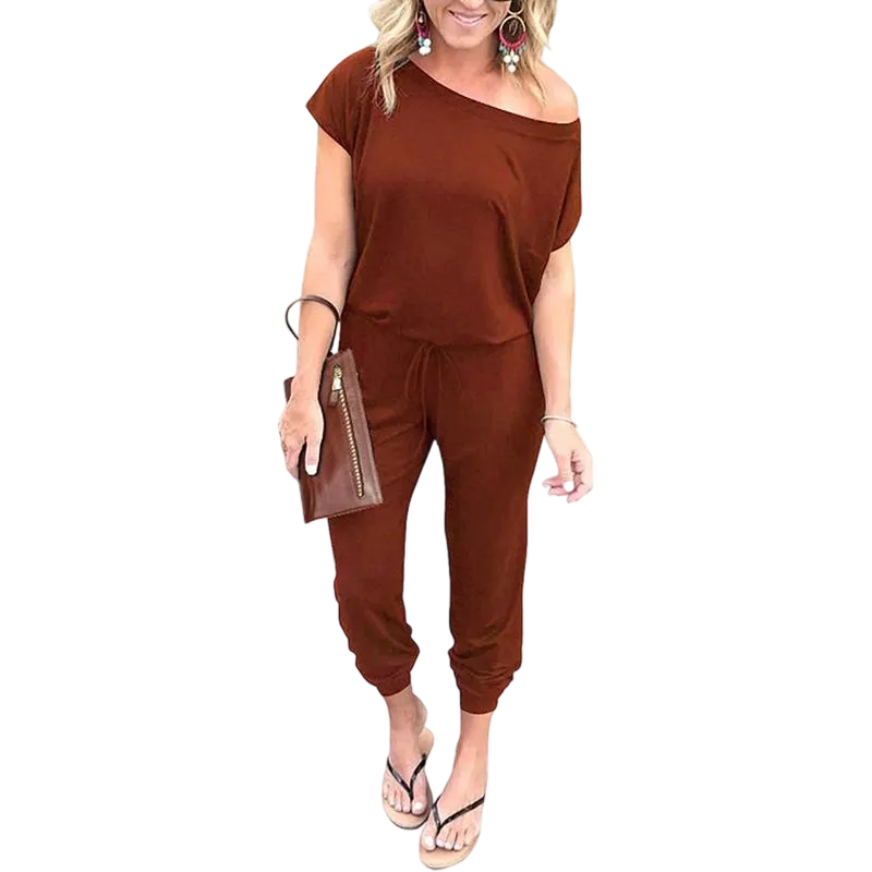 Women's Jumpsuit Off-Shoulder Elastic Waist Stretchy