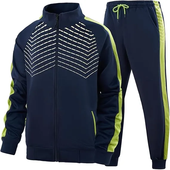 Leading The Better Life Men'S Sweat Suit 2 Piece Outfit Casual Contrast Sports Jogging Tracksuits Set