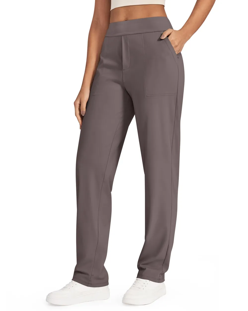 Women's High Elasticity Midrise Straight Leg Pants - Ivory
