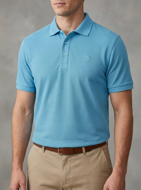 Classic Golf-Ball Ball-On-Tee Embroidered Golf Polo Shirt