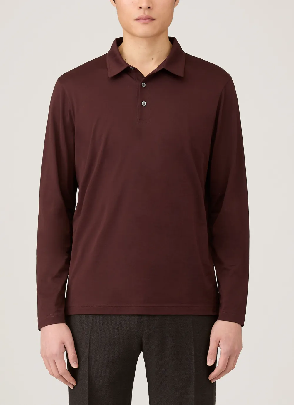 Modern Everyday Regular Fit Cotton Jersey Long Sleeve Polo Shirt