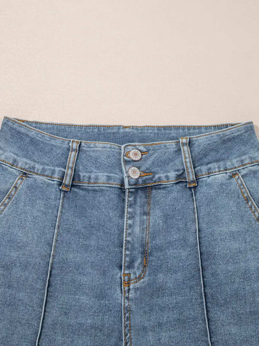 High Waisted Flared Seam Detail Denim Jeans