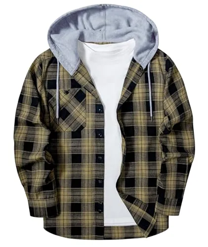 Men Plaid Long Sleeve Flannel Jacket