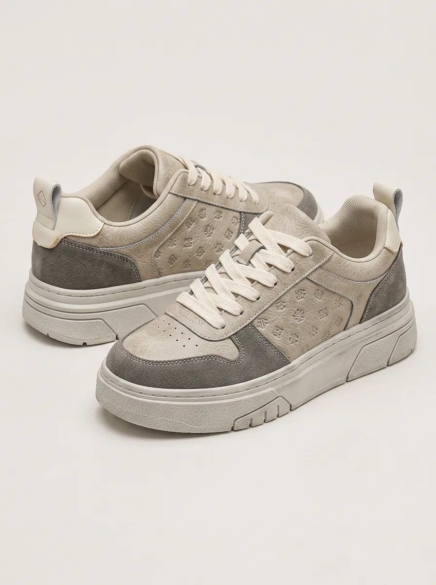 Men's Casual Geometric Pattern Embossed Printed Sneakers