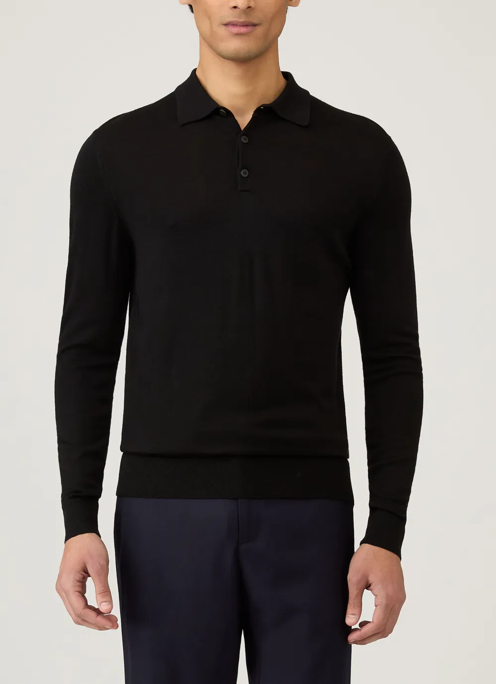 Refined Everyday Regular Fit Merino Knit Long Sleeve Polo Shirt