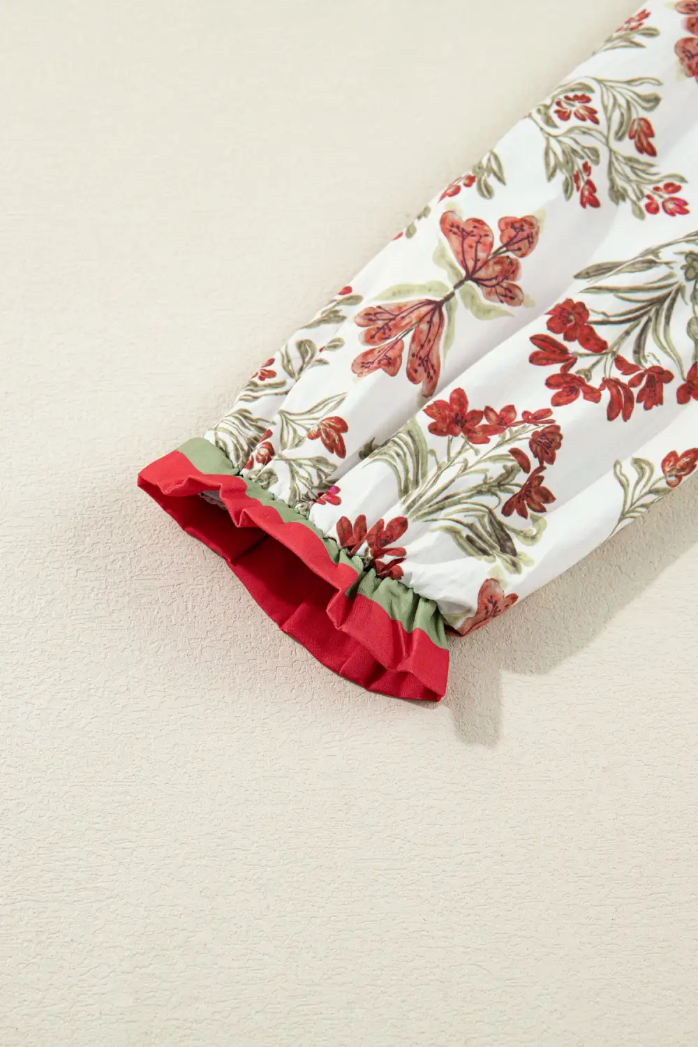 Textured Detail Floral Printed Ruffle Dress