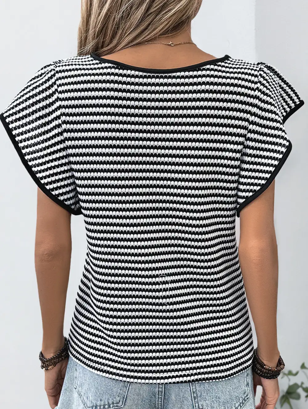 Stripe Flutter Sleeve Tee