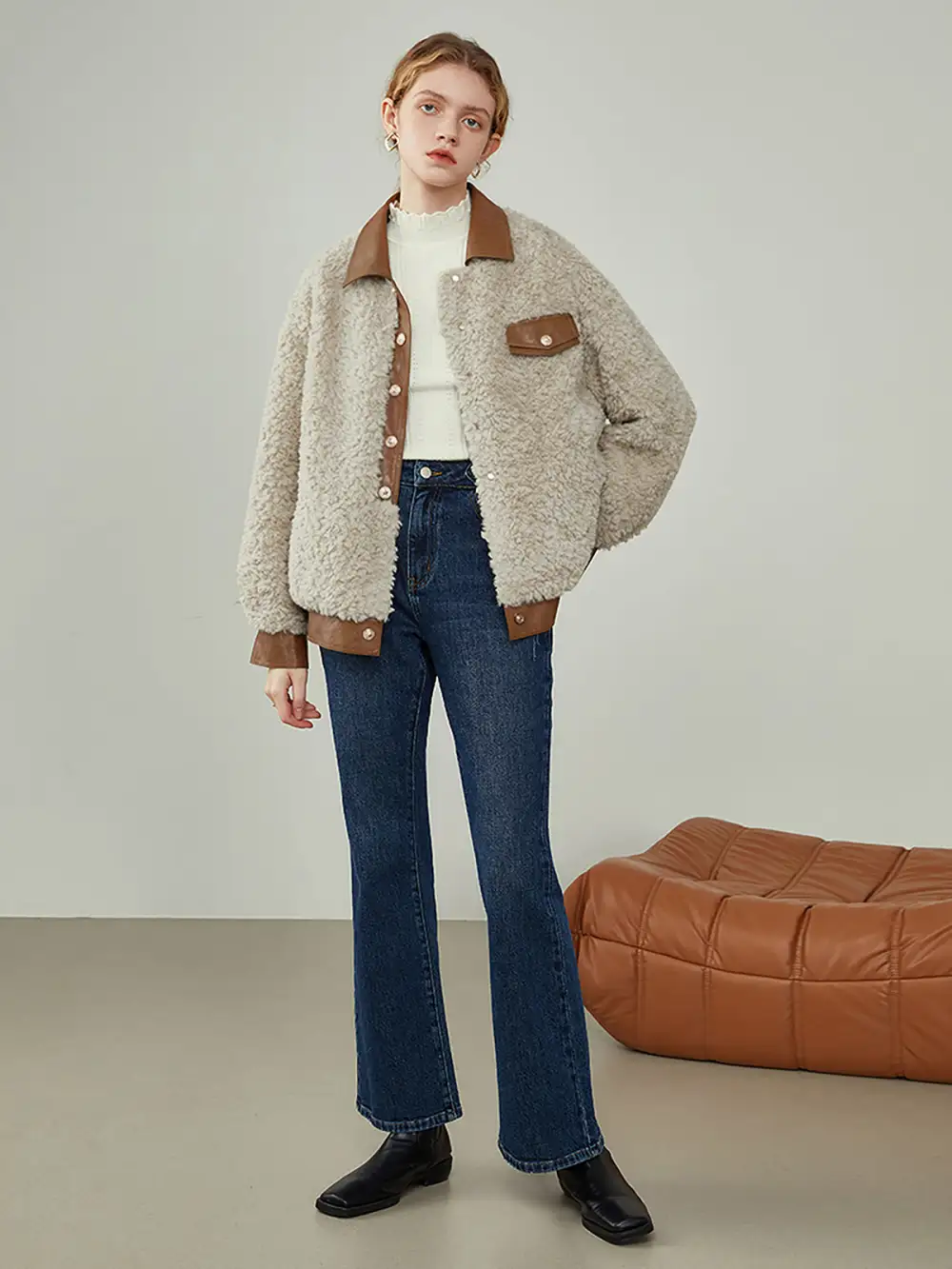 Contrast Collar Fleece Jacket