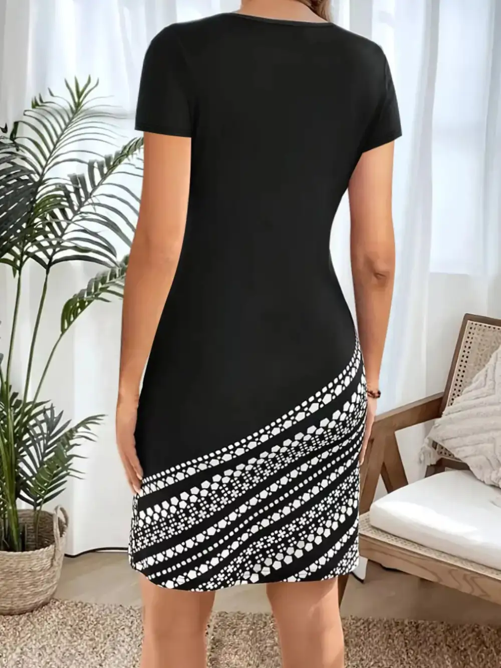 Round Neck Mini Dress