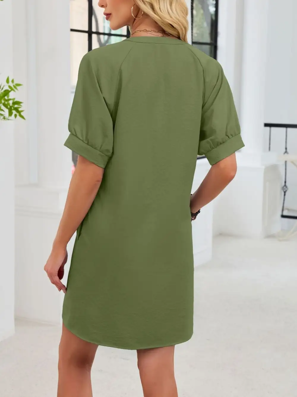 Tie Waist Short Sleeve Dress Casual