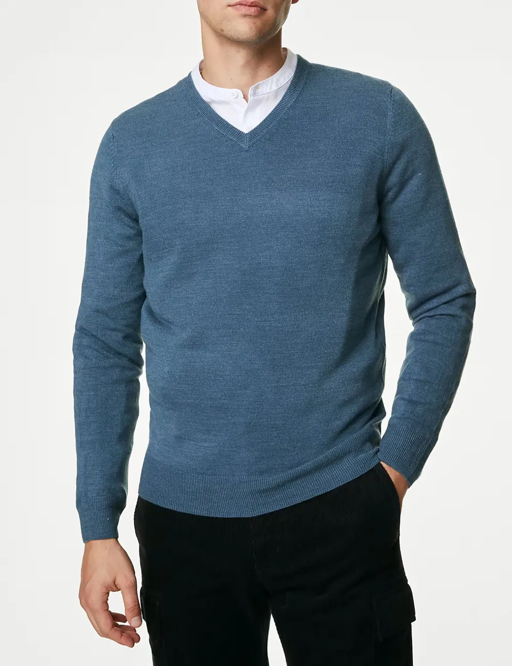 V-neck Long-Sleeved Knitted Sweater
