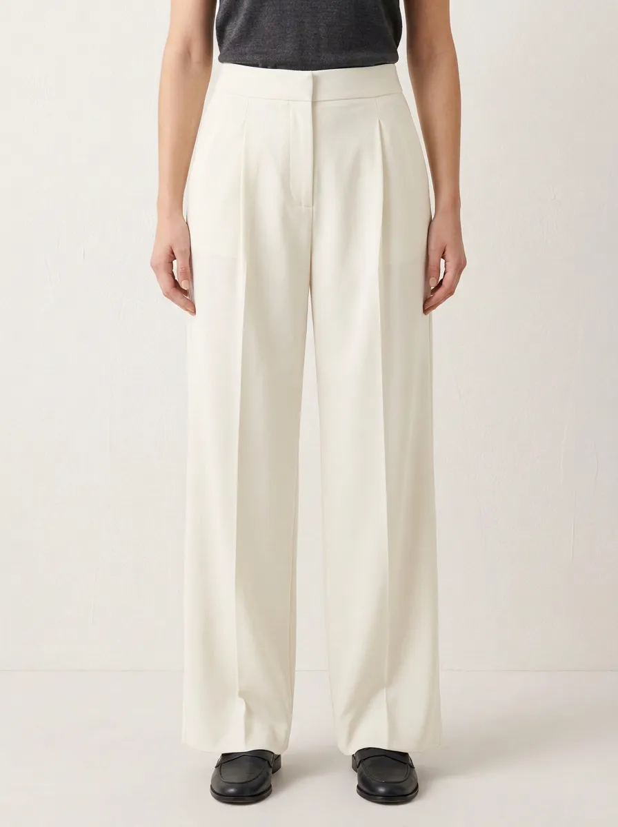 Office Design Pleated Wide-Leg Trousers
