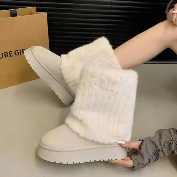 Faux-Suede Suede Plush-Lined Ankle Boots
