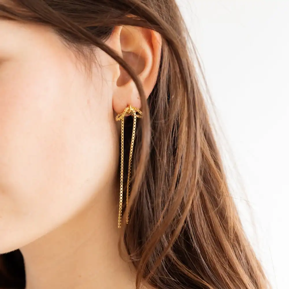 Dangling Bow Chain Earrings