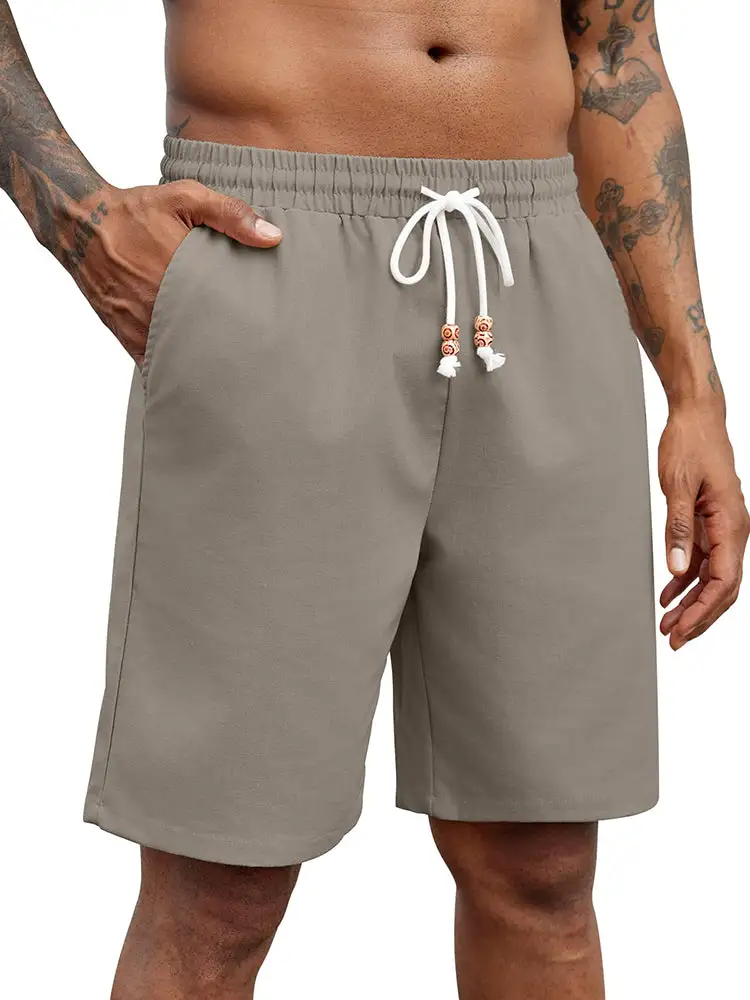 Men's Casual Drawstring Linen Blend Shorts