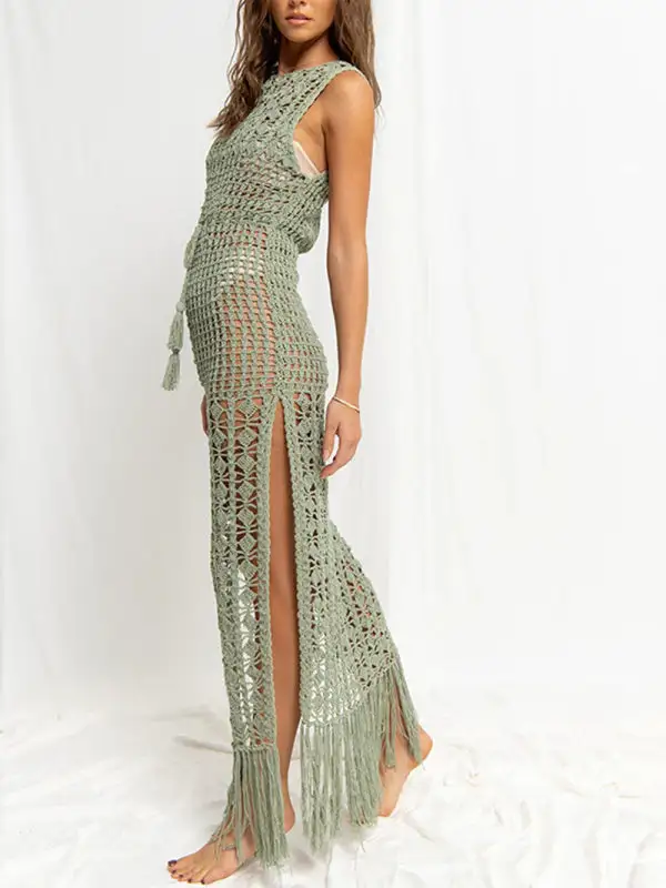 Coverup Tassel Maxi Dress Swim Cover Up