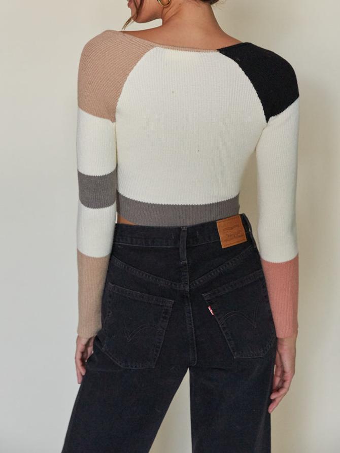 Long Sleeve Colorblock Sweater