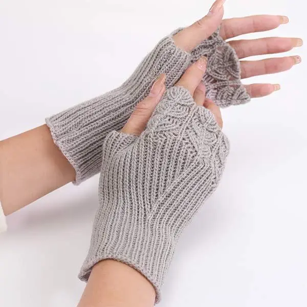 Knitted Warm Half Finger Mitts 11295498C