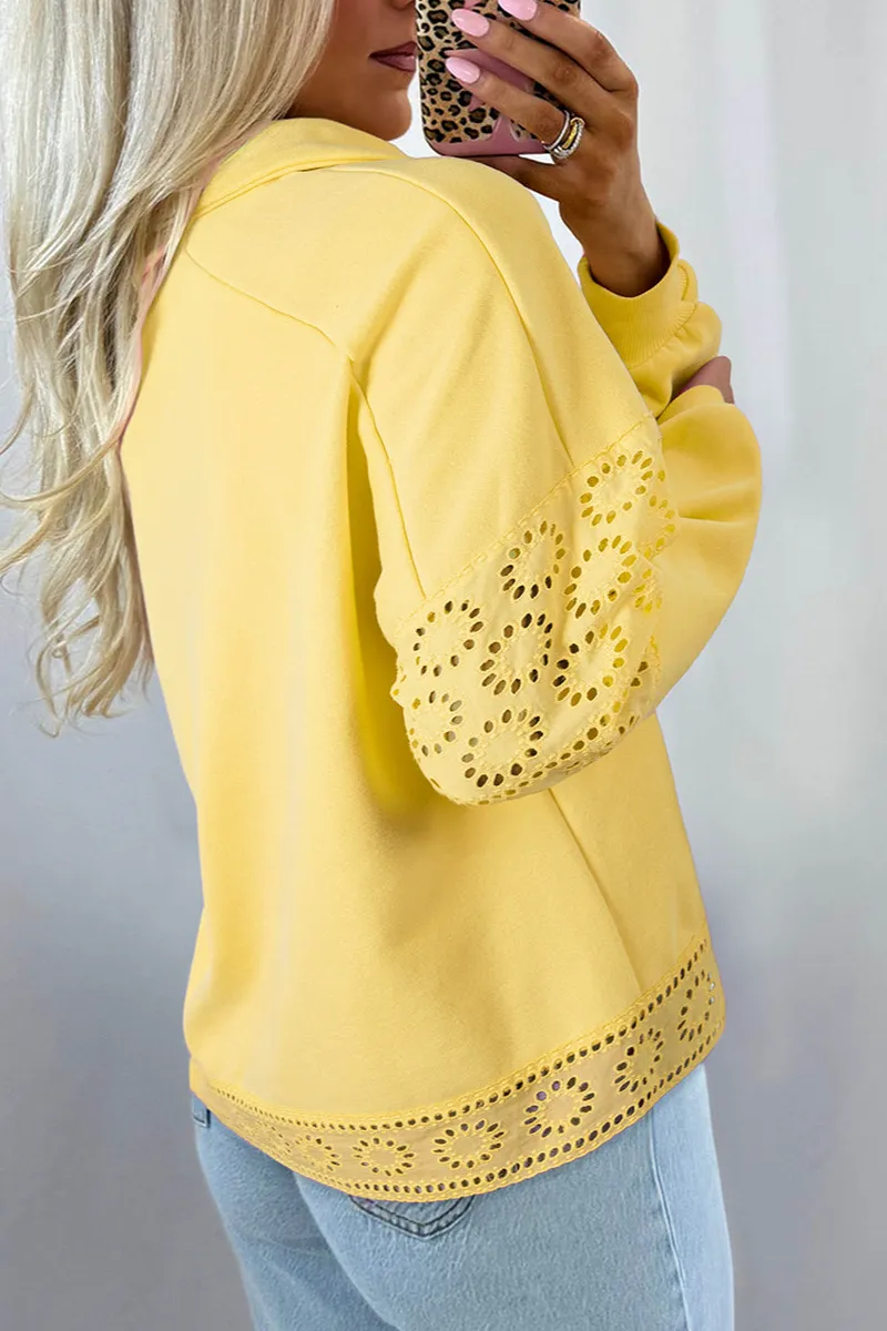 Floral Embroidered Patchwork Pullover Sweatshirt
