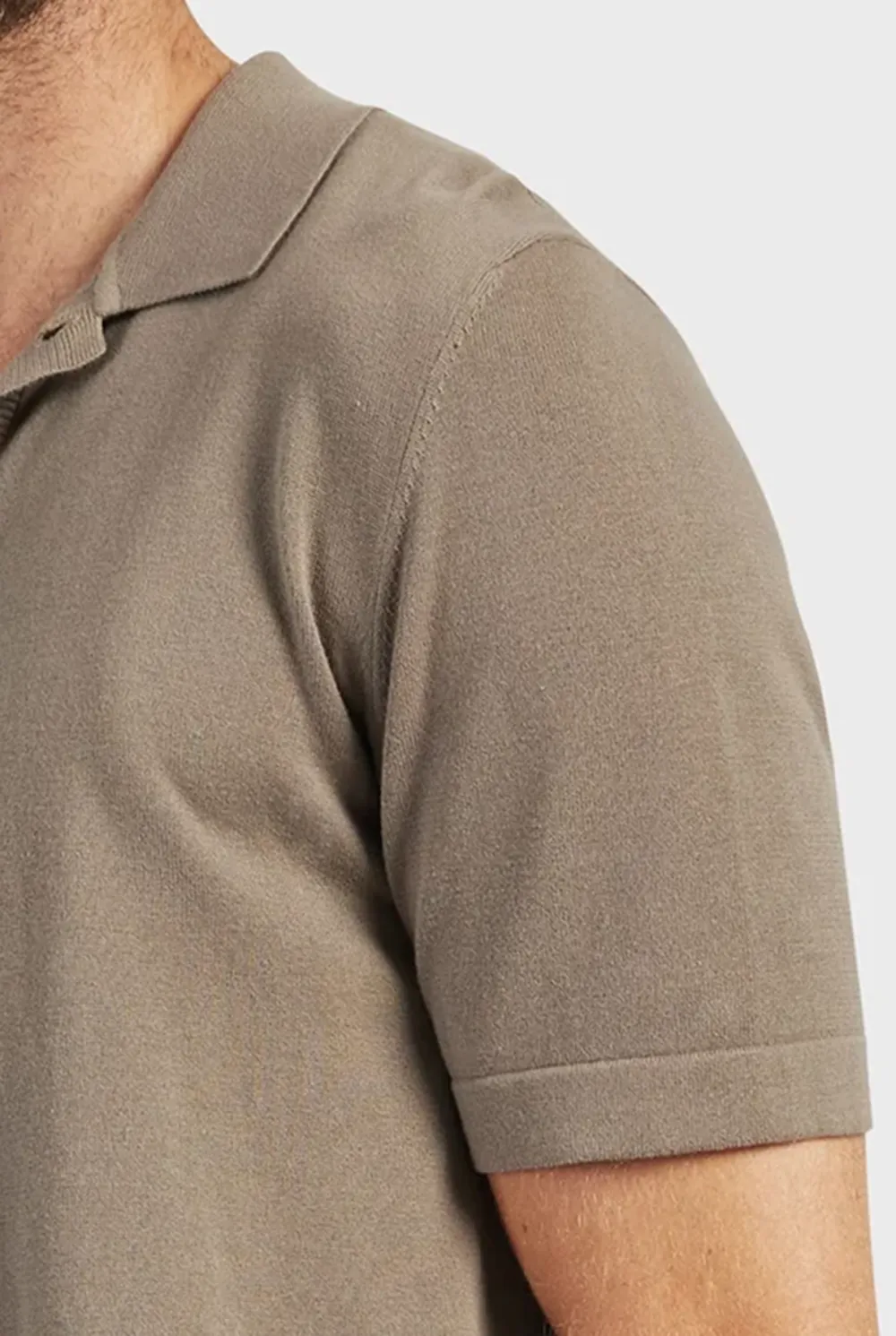 Jackson Rib Knit Polo-Nomad tan