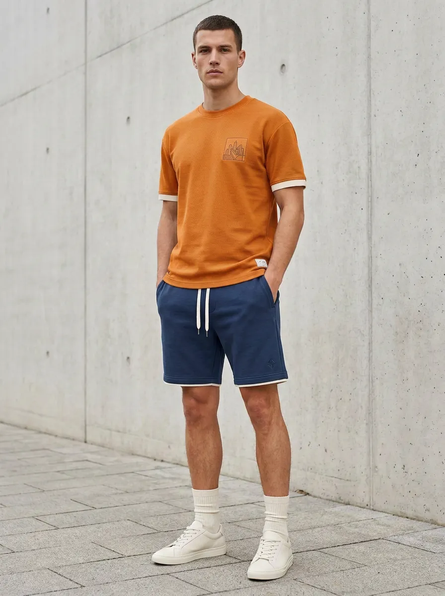 Casual Design Men's T-Shirt And Shorts Set