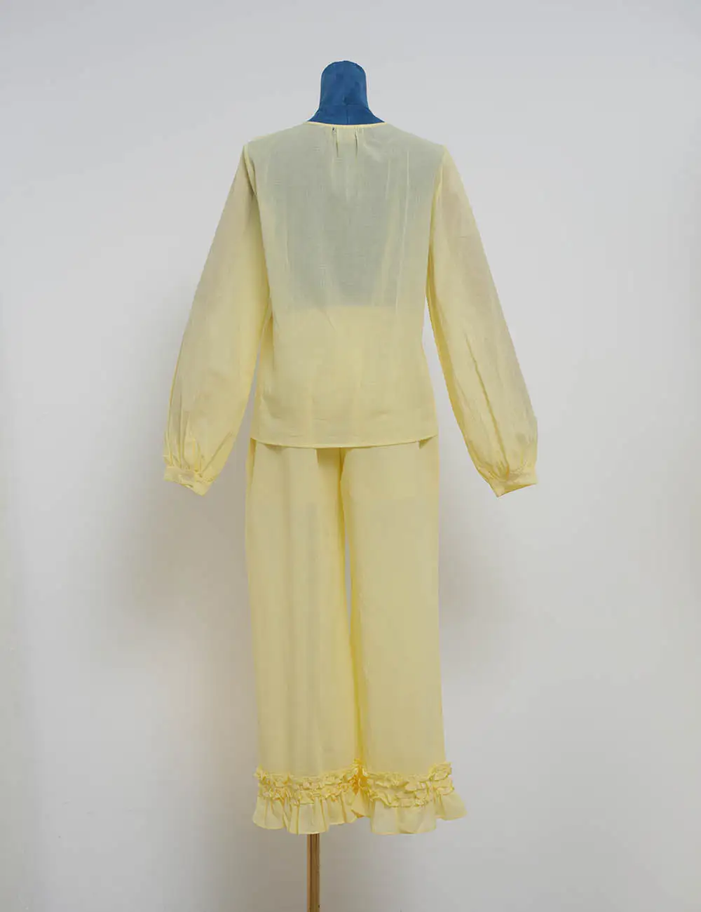 Casual Elastic Waist Ruffle Hem Wide Leg Pants