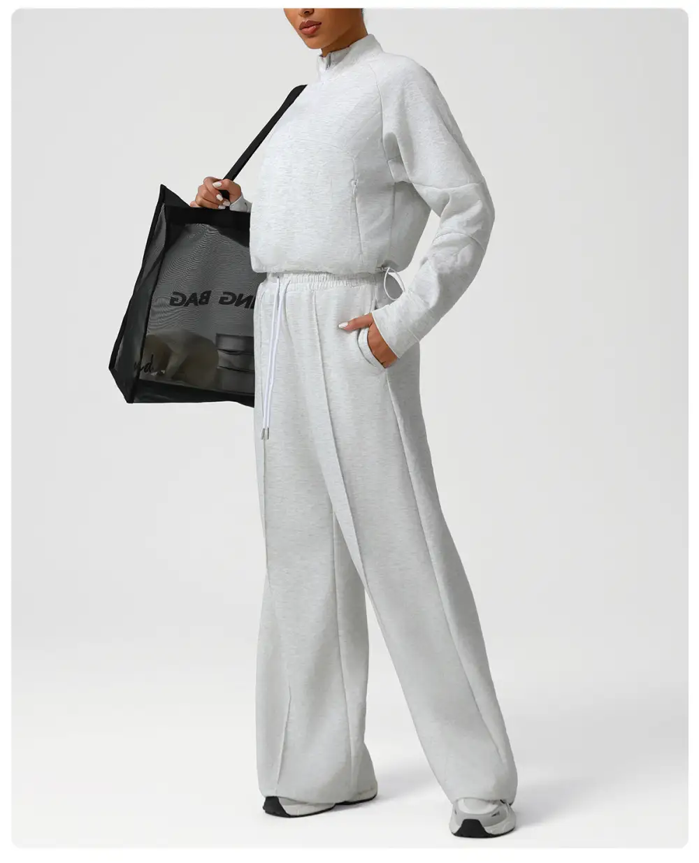 High-Waist Wide-Leg Hoodie and Joggers Active Set