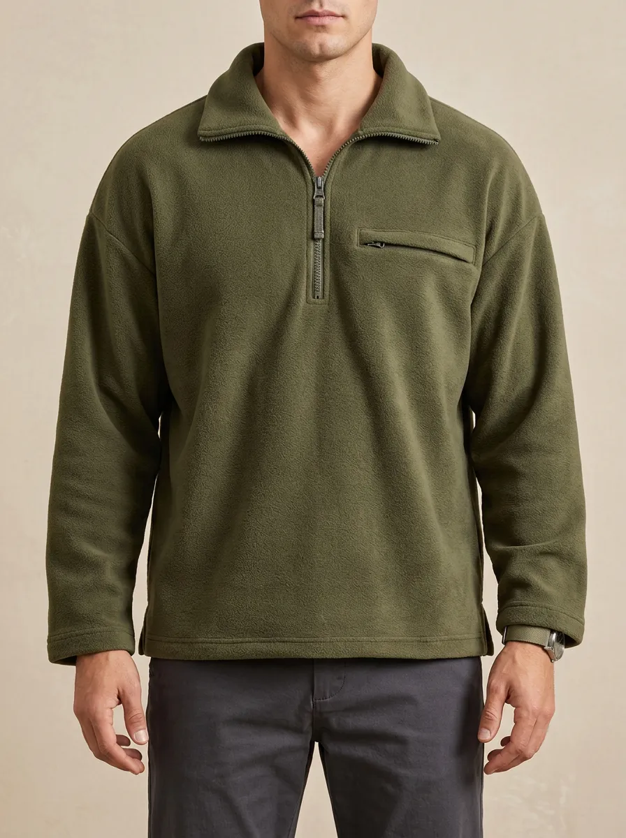 Off-Duty Fleece Texture Quarter-Zip Sweatshirt