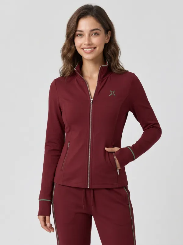 Women's Beige Zip-Up Jacket & Jogger Set