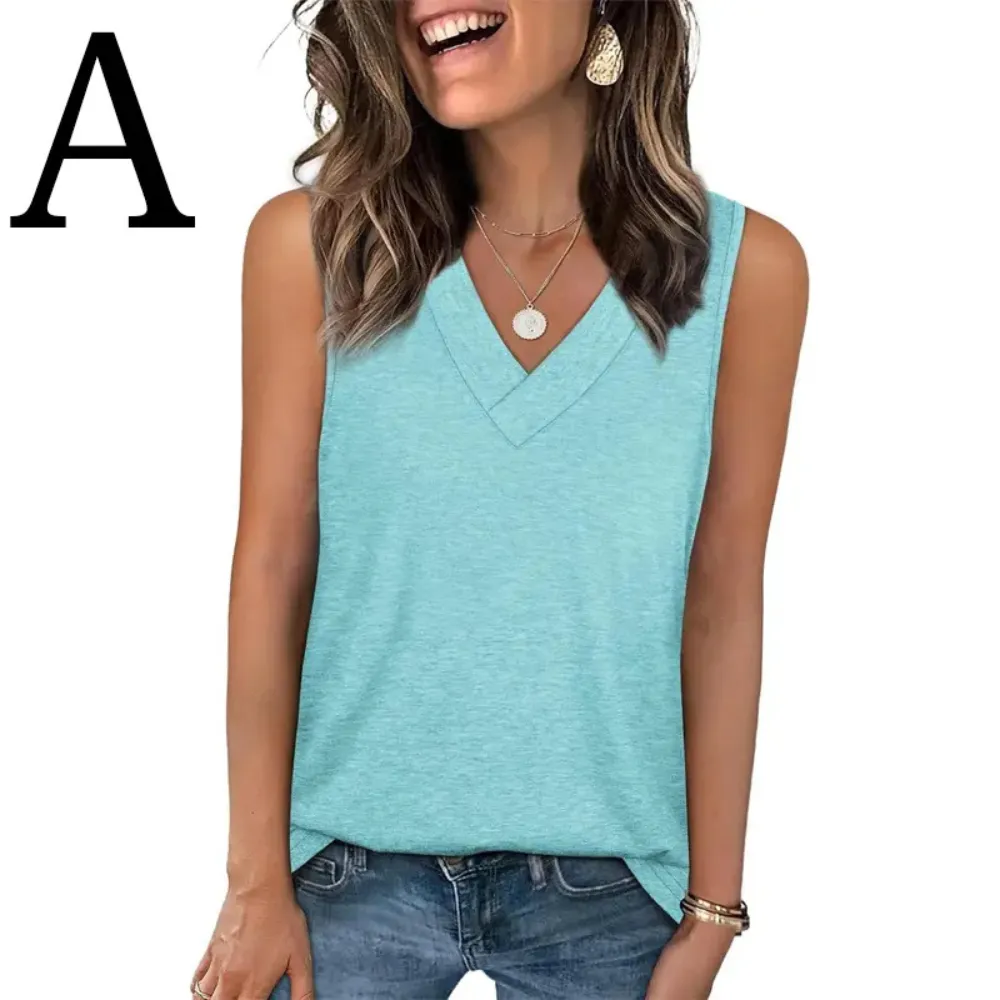 Women's 2026 V Neck Tank Tops Summer Sleeveless Loose Fit Basic Tee Trendy Casual Fashion Tops