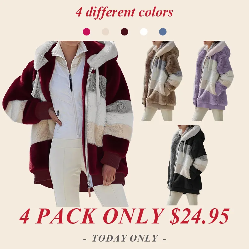 4PACK-Women'S Fur Patchwork Zipper Jacket-ONLY 24.95