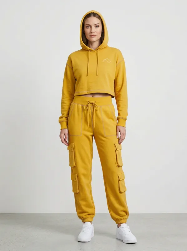 Women's Multi-Pocket Cargo Mountain Graphic Outdoor Inspired Active Jogger Set