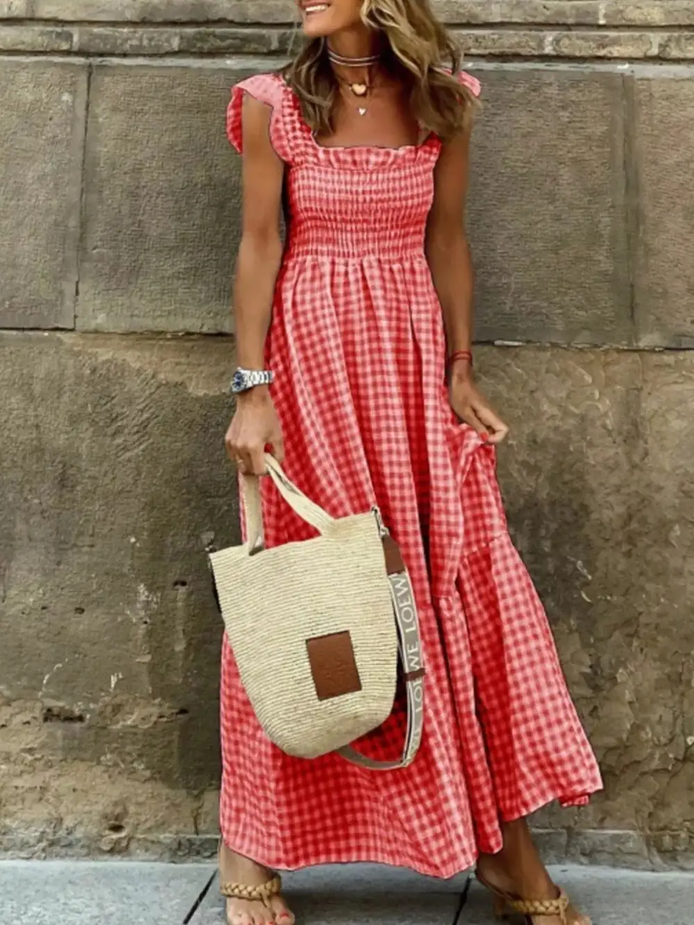 Ruffled Smocked Maxi Dress