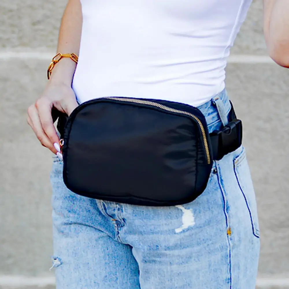 Oversize Nylon Sling Crossbody Belt Bag