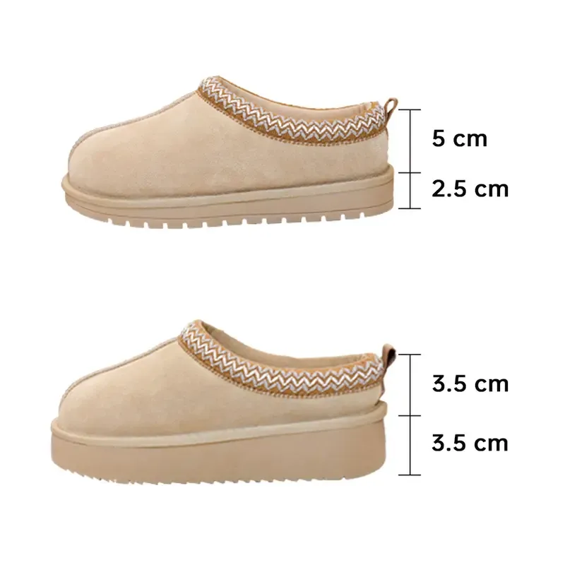 Women's leather outdoor suede slippers, mini heightening boots, short boots with soft fur lining